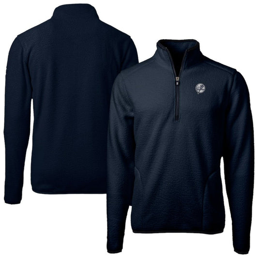 New York Yankees Cutter & Buck Cascade Eco Fleece Quarter-Zip Jacket - Navy
