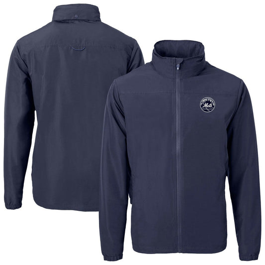 New York Mets Cutter & Buck Charter Eco Recycled Full-Zip Hoodie Jacket - Navy