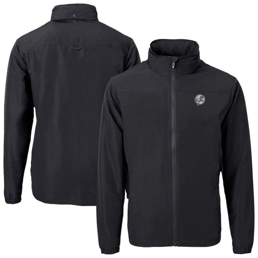 New York Yankees Cutter & Buck Charter Eco Recycled Full-Zip Hoodie Jacket - Black