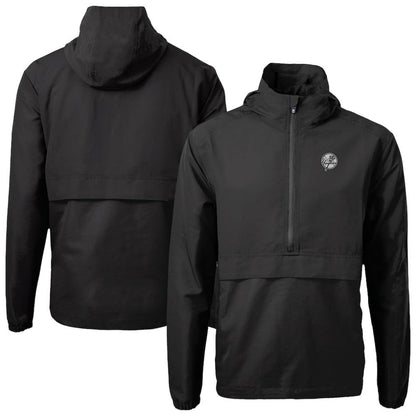New York Yankees Cutter & Buck Charter Eco Recycled Anorak Half-Zip Hoodie Jacket - Black