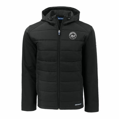 New York Mets Cutter & Buck Evoke Hybrid Eco Softshell Recycled Full-Zip Hooded Jacket - Black