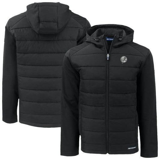 New York Yankees Cutter & Buck Evoke Hybrid Eco Softshell Recycled Full-Zip Hooded Jacket - Black