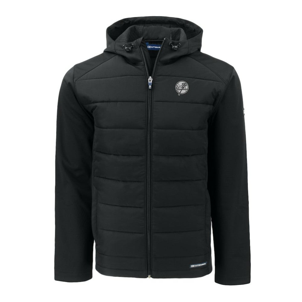 New York Yankees Cutter & Buck Evoke Hybrid Eco Softshell Recycled Full-Zip Hooded Jacket - Black