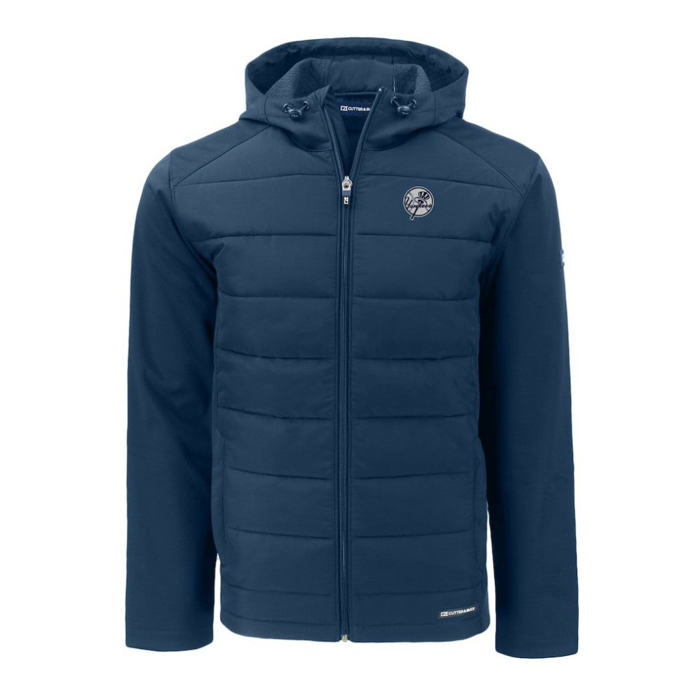 New York Yankees Cutter & Buck Evoke Hybrid Eco Softshell Recycled Full-Zip Hooded Jacket - Navy