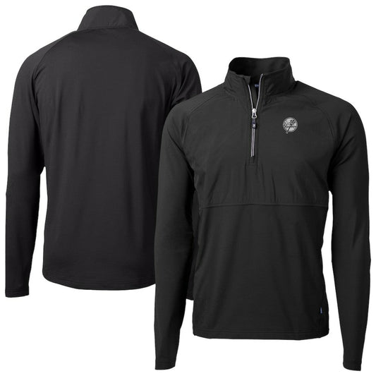 New York Yankees Cutter & Buck Adapt Eco Hybrid Raglan DryTec Quarter-Zip Jacket - Black