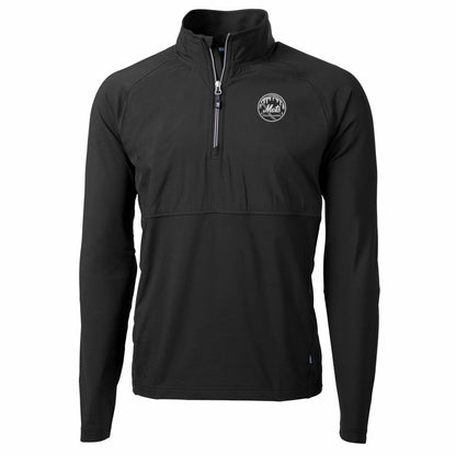 New York Mets Cutter & Buck Adapt Eco Hybrid Raglan DryTec Quarter-Zip Jacket - Black