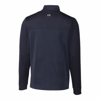 New York Mets Cutter & Buck Traverse Eco Stripe Tri-Blend DryTec Quarter-Zip Jacket - Navy