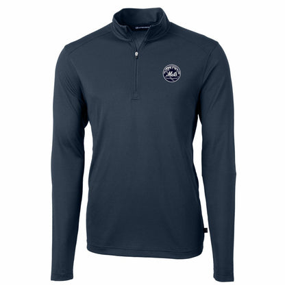 New York Mets Cutter & Buck Virtue Eco Pique Quarter-Zip Jacket - Navy