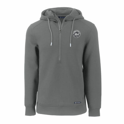 New York Mets Cutter & Buck Roam Eco Recycled Tri-Blend Half-Zip Hoodie - Gray