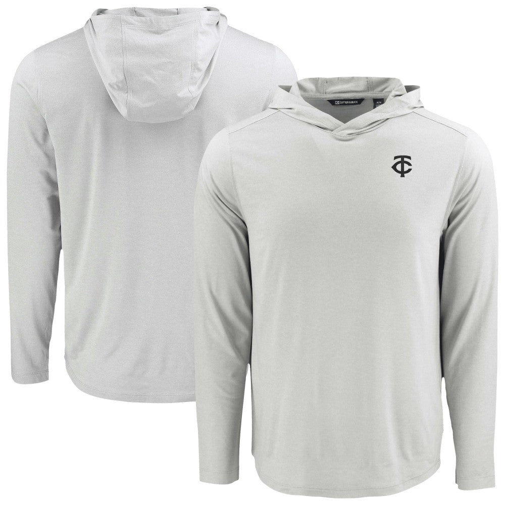 Minnesota Twins Cutter & Buck Coastline Epic Comfort Eco Recycled Hoodie T-Shirt - Gray