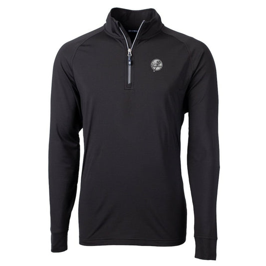 New York Yankees Cutter & Buck Big & Tall Adapt Eco DryTec Raglan Quarter-Zip Jacket - Black
