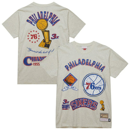 Philadelphia 76ers Hardwood Classics Legacy Defined Retro Championship T-Shirt - Oatmeal | Mitchell & Ness sale