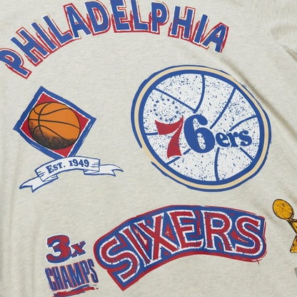Philadelphia 76ers Hardwood Classics Legacy Defined Retro Championship T-Shirt - Oatmeal | Mitchell & Ness sale