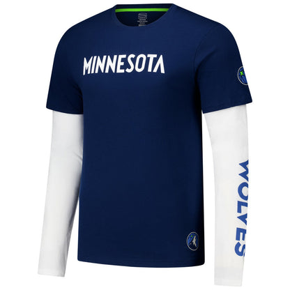 Minnesota Timberwolves Stadium Essentials Unisex Spectator Twofer Long Sleeve T-Shirt - Navy on sale