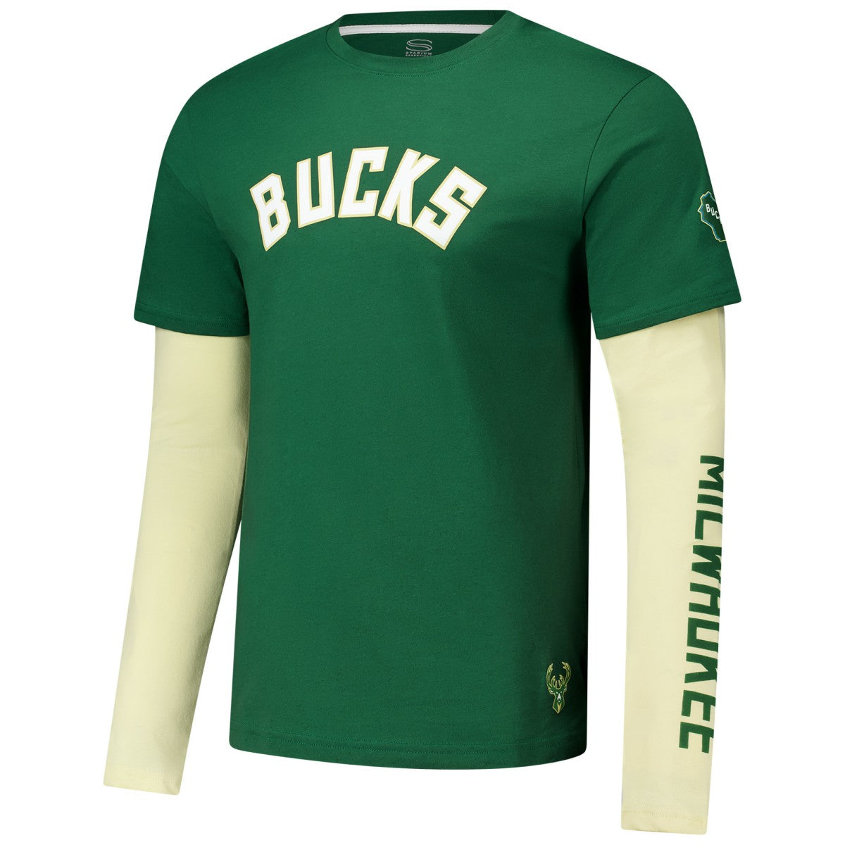 Milwaukee Bucks Stadium Essentials Unisex Spectator Twofer Long Sleeve T-Shirt - Hunter Green sale