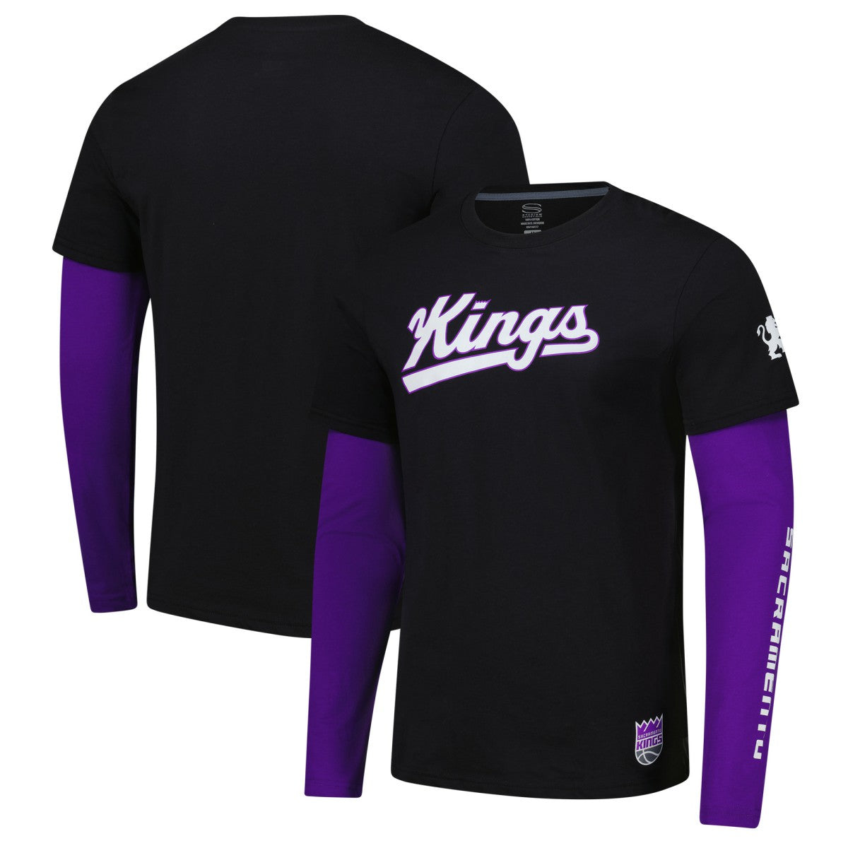 Sacramento Kings Stadium Essentials Unisex Spectator 2fer Long Sleeve T-Shirt - Black on sale