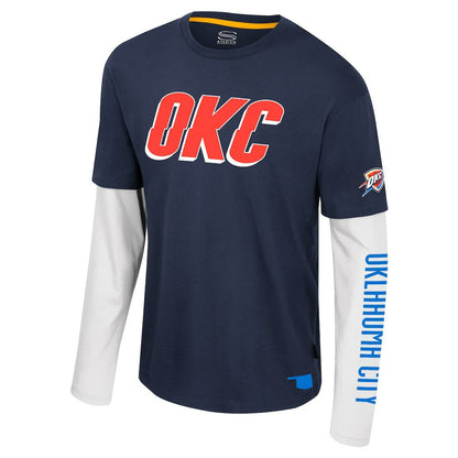 Oklahoma City Thunder Stadium Essentials Unisex Spectator 2fer Long Sleeve T-Shirt - Navy for sale