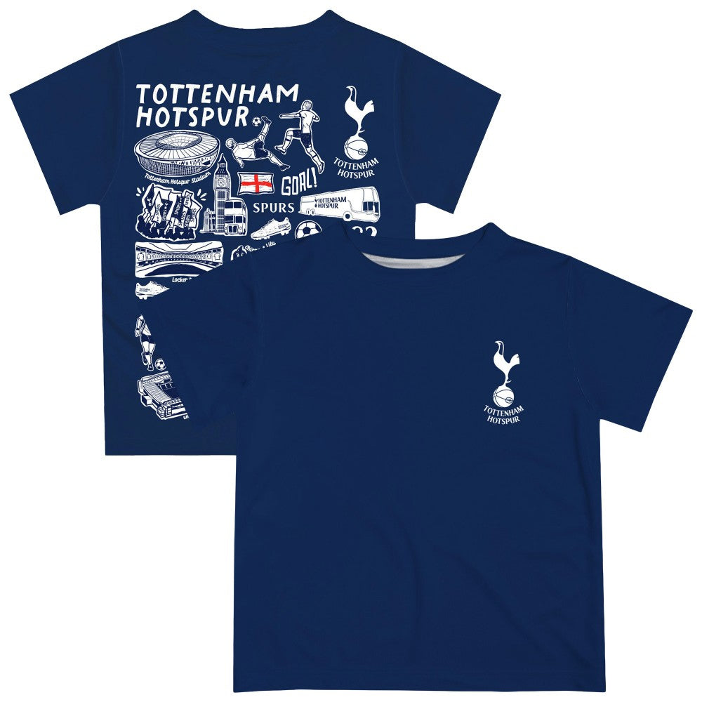 Tottenham Hotspur Vive La Fete Youth Impressions Artwork T-Shirt - Navy discount
