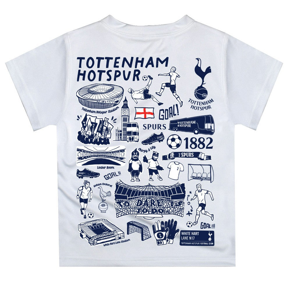 Tottenham Hotspur Vive La Fete Youth Impressions Artwork T-Shirt - White on sale