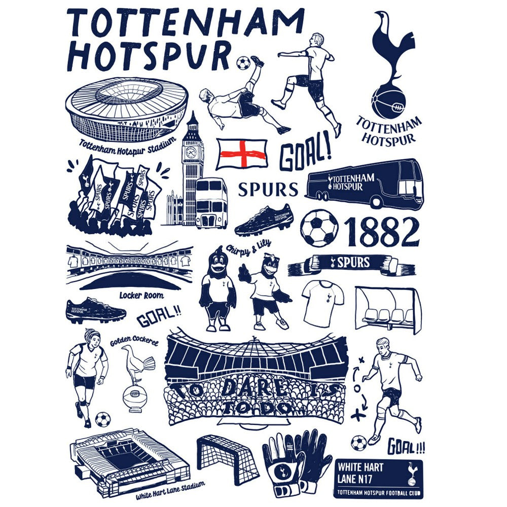 Tottenham Hotspur Vive La Fete Youth Impressions Artwork T-Shirt - White on sale