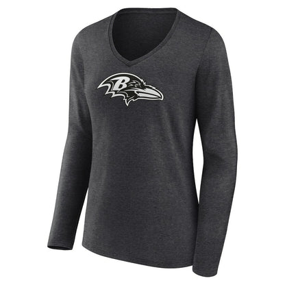 Baltimore Ravens Women's Personalized Name & Number Monochrome V-neck T-Shirt - Charcoal sale