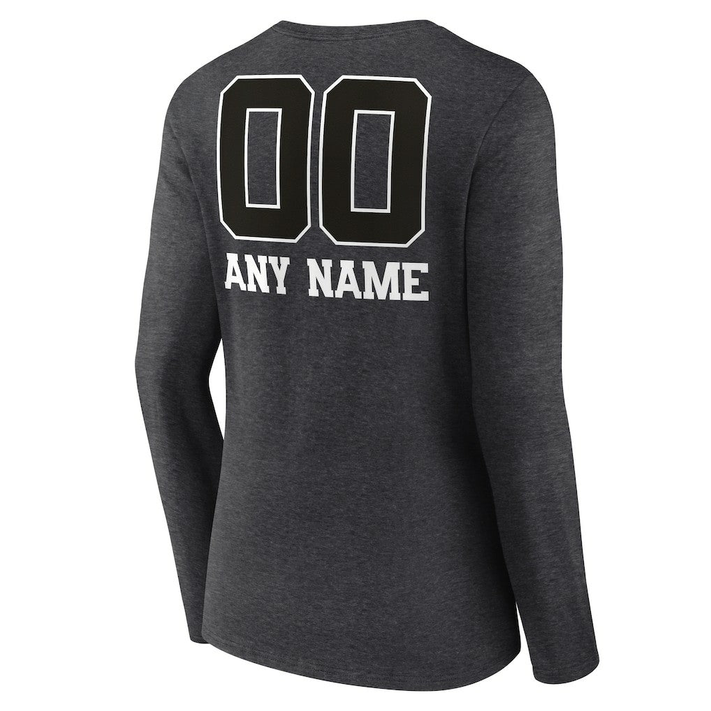 Baltimore Ravens Women's Personalized Name & Number Monochrome V-neck T-Shirt - Charcoal sale