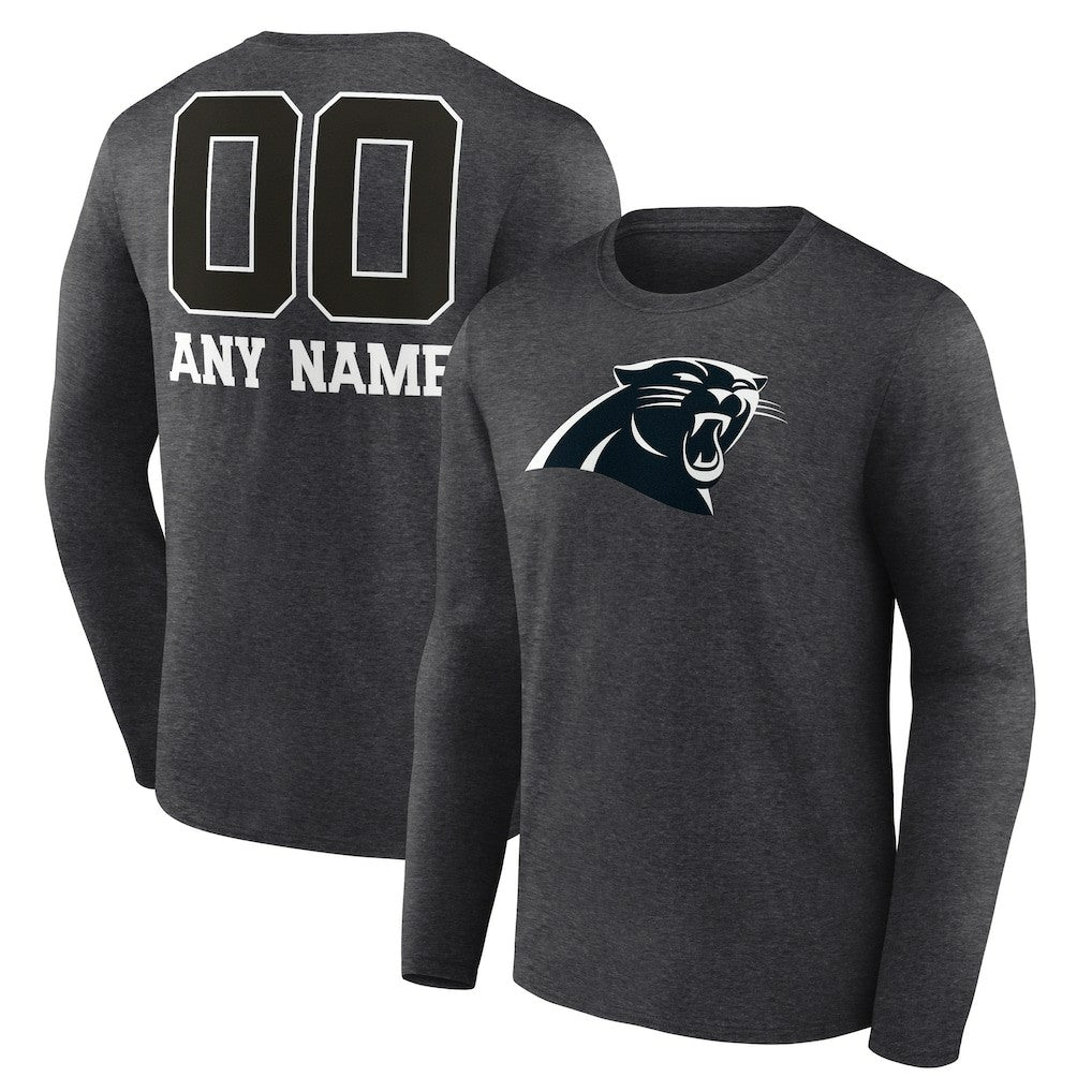 Carolina Panthers Personalized Name & Number Monochrome Long Sleeve T-Shirt - Charcoal outlet