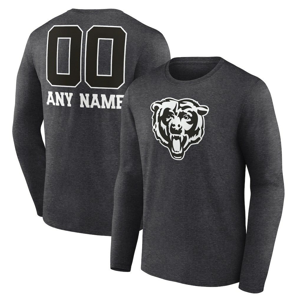 Chicago Bears Personalized Name & Number Monochrome Long Sleeve T-Shirt - Charcoal sale