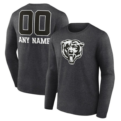 Chicago Bears Personalized Name & Number Monochrome Long Sleeve T-Shirt - Charcoal sale