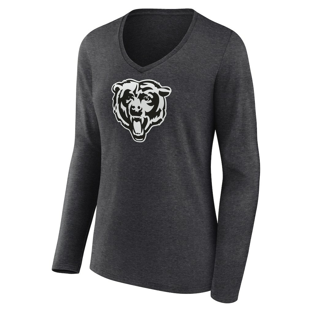 Chicago Bears Women's Personalized Name & Number Monochrome V-neck T-Shirt - Charcoal online