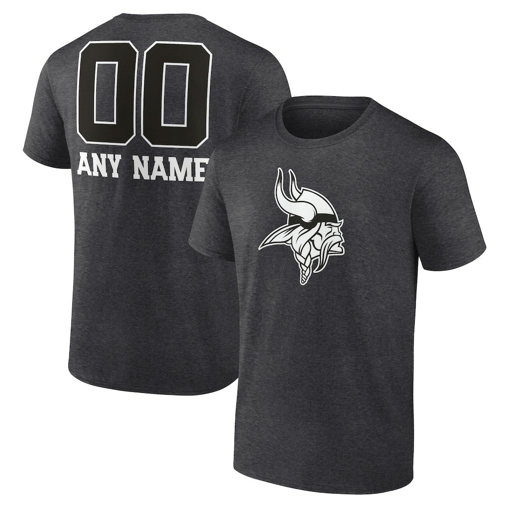 Minnesota Vikings Personalized Name & Number Monochrome T-Shirt - Charcoal discount
