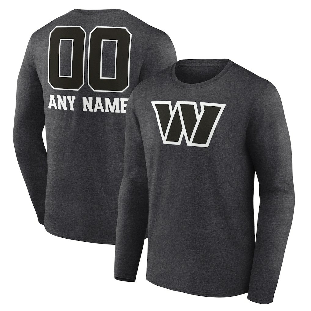 Washington Commanders Personalized Name & Number Monochrome Long Sleeve T-Shirt - Charcoal online