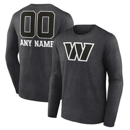 Washington Commanders Personalized Name & Number Monochrome Long Sleeve T-Shirt - Charcoal online