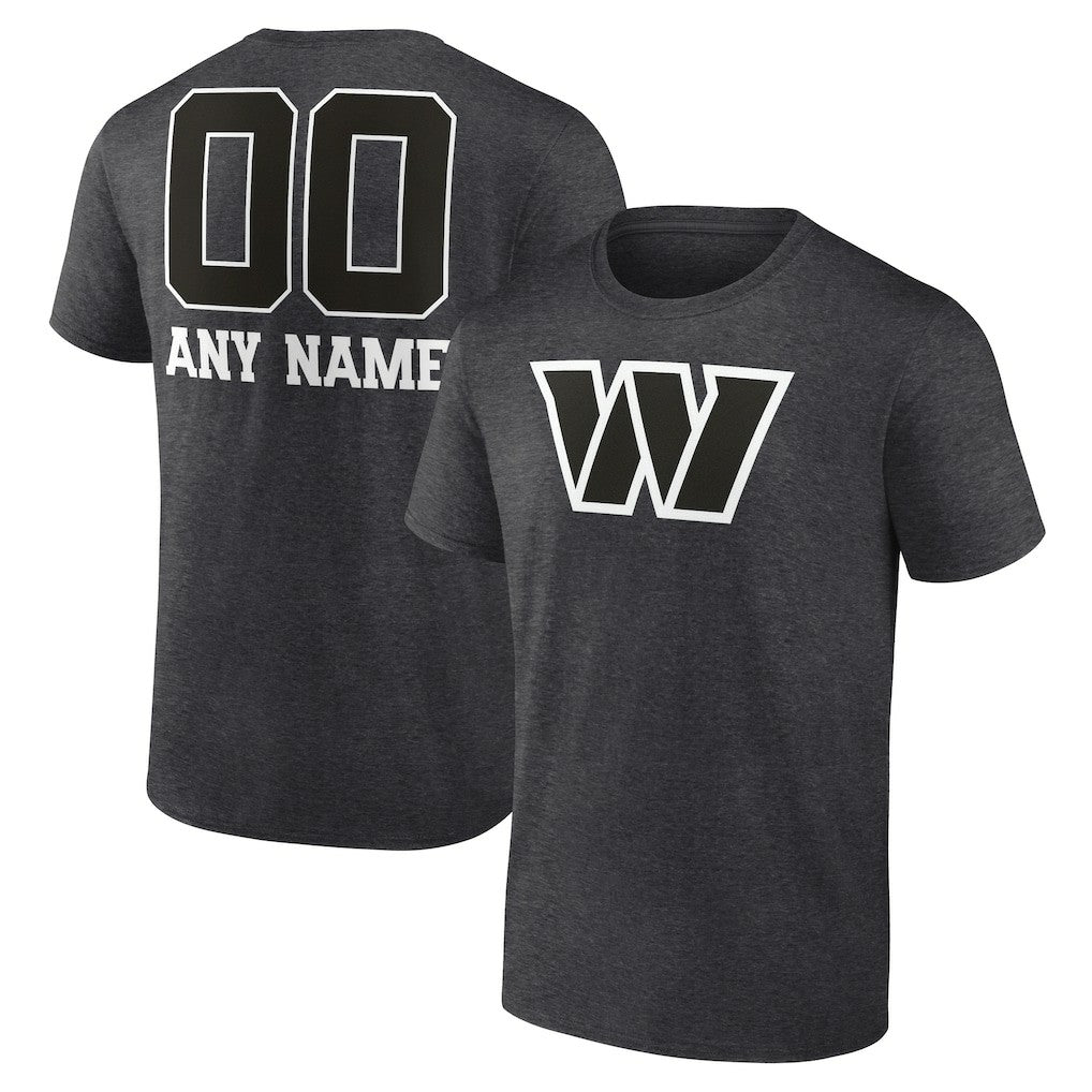 Washington Commanders Personalized Name & Number Monochrome T-Shirt - Charcoal discount