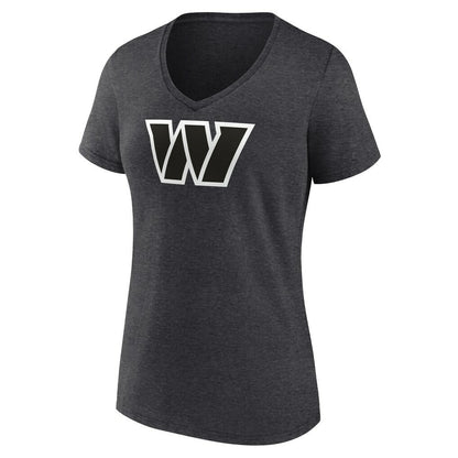 Washington Commanders Women's Personalized Name & Number Monochrome V-Neck Long Sleeve T-Shirt - Charcoal for sale