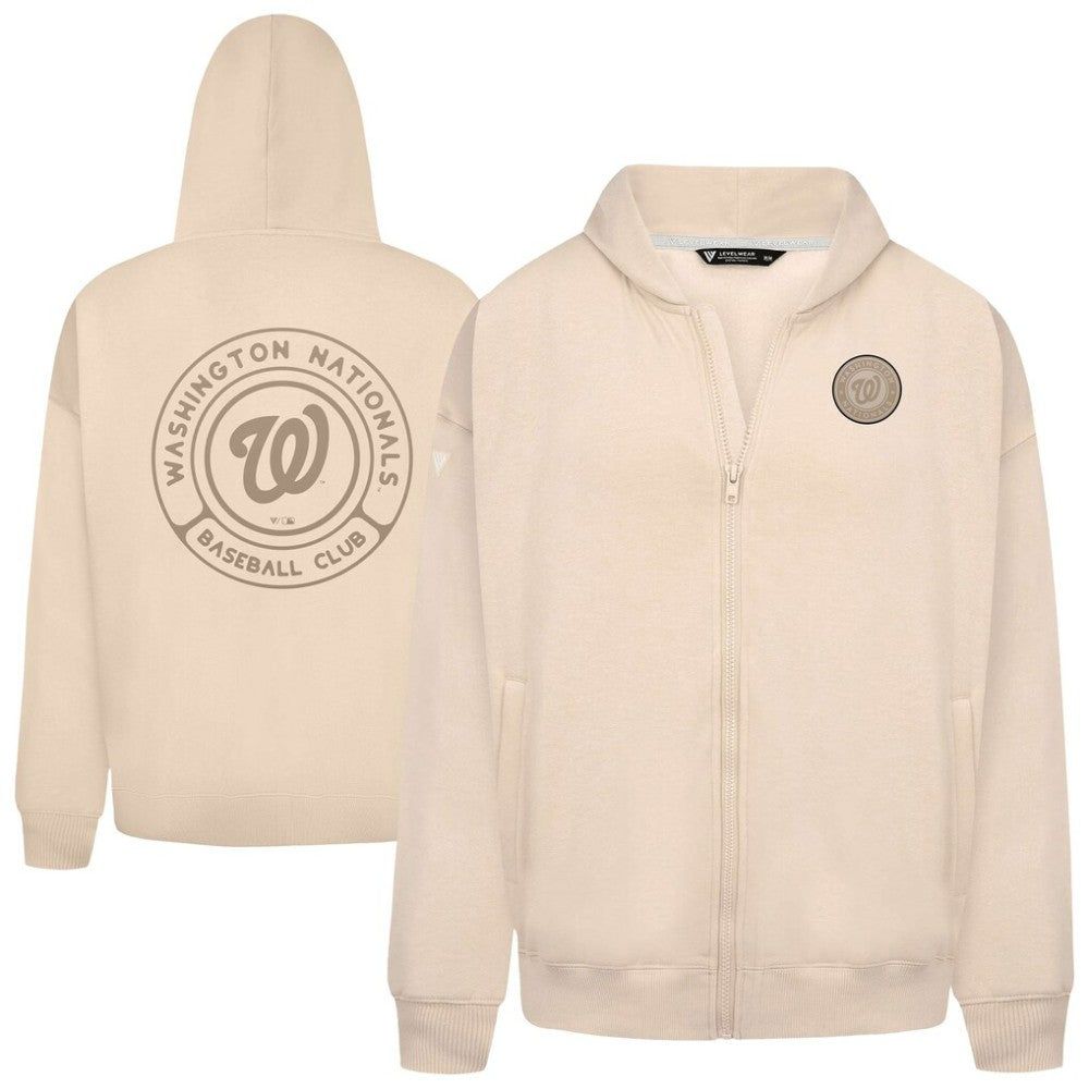 Washington Nationals Levelwear Uphill Oversized Full-Zip Hoodie - Khaki