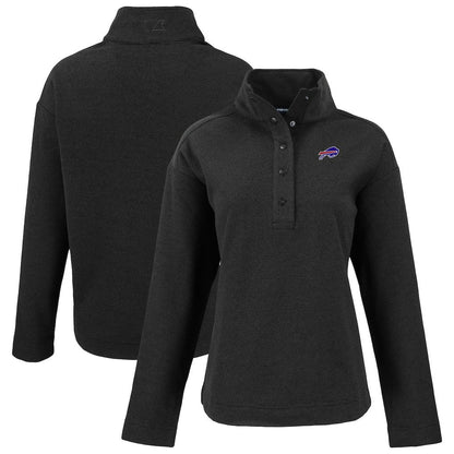 Buffalo Bills Cutter & Buck Women's Hunts Point Eco Half-Snap Sweatshirt - Black sale