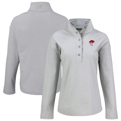 Buffalo Bills Cutter & Buck Women's Hunts Point Eco Half-Snap Sweatshirt - Gray cheap