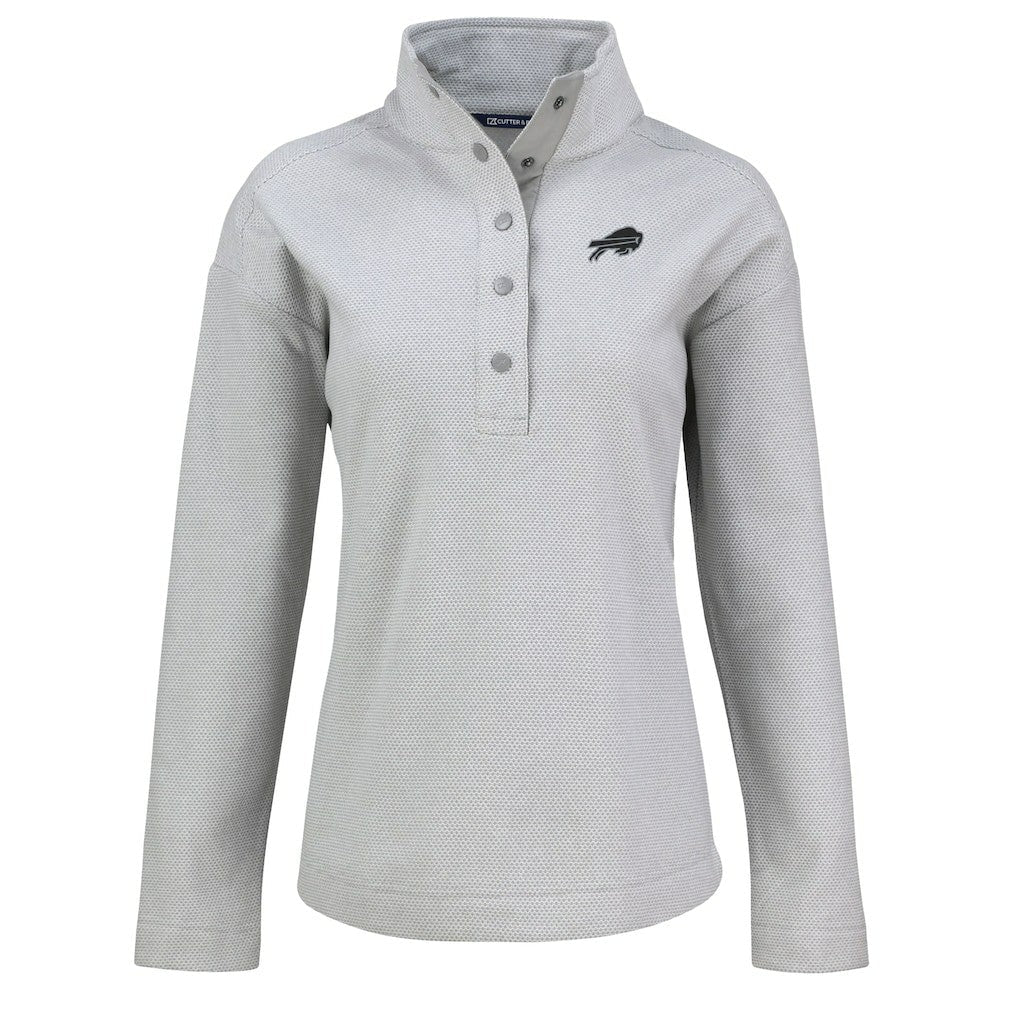Buffalo Bills Cutter & Buck Women's Hunts Point Eco Half-Snap Sweatshirt - Gray online