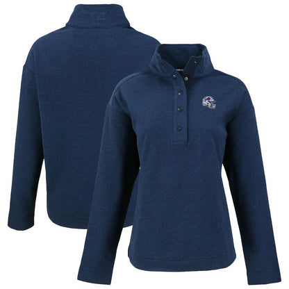 Buffalo Bills Cutter & Buck Women's Hunts Point Eco Half-Snap Sweatshirt - Navy discount