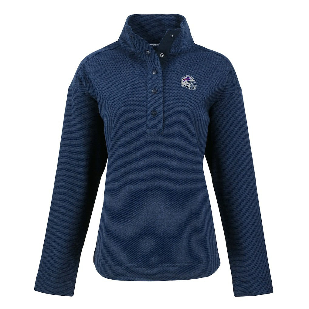 Buffalo Bills Cutter & Buck Women's Hunts Point Eco Half-Snap Sweatshirt - Navy discount