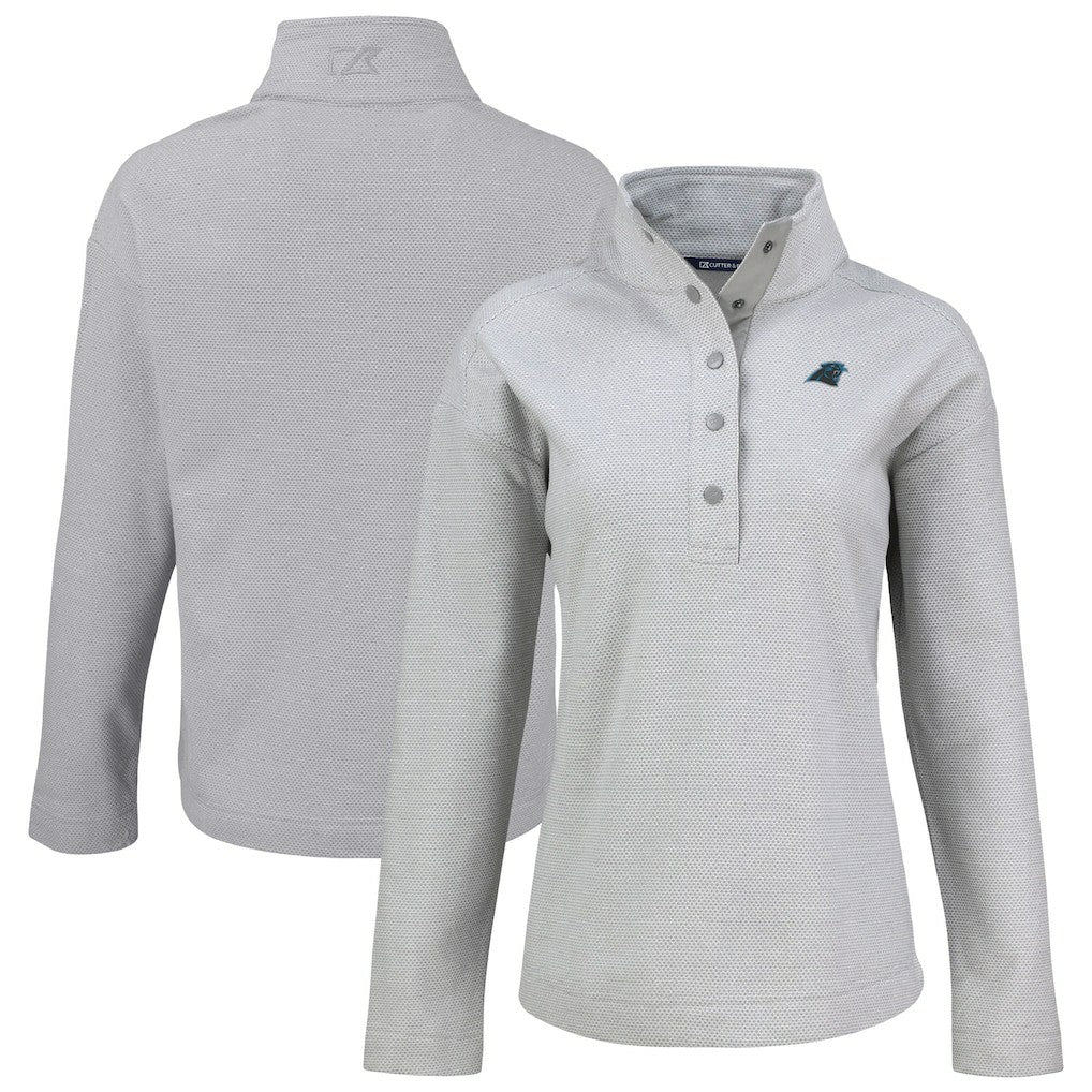 Carolina Panthers Cutter & Buck Women's Hunts Point Eco Half-Snap Sweatshirt - Gray cheap