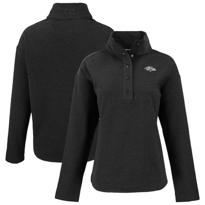 Baltimore Ravens Cutter & Buck Women's Hunts Point Eco Half-Snap Sweatshirt - Black cheap