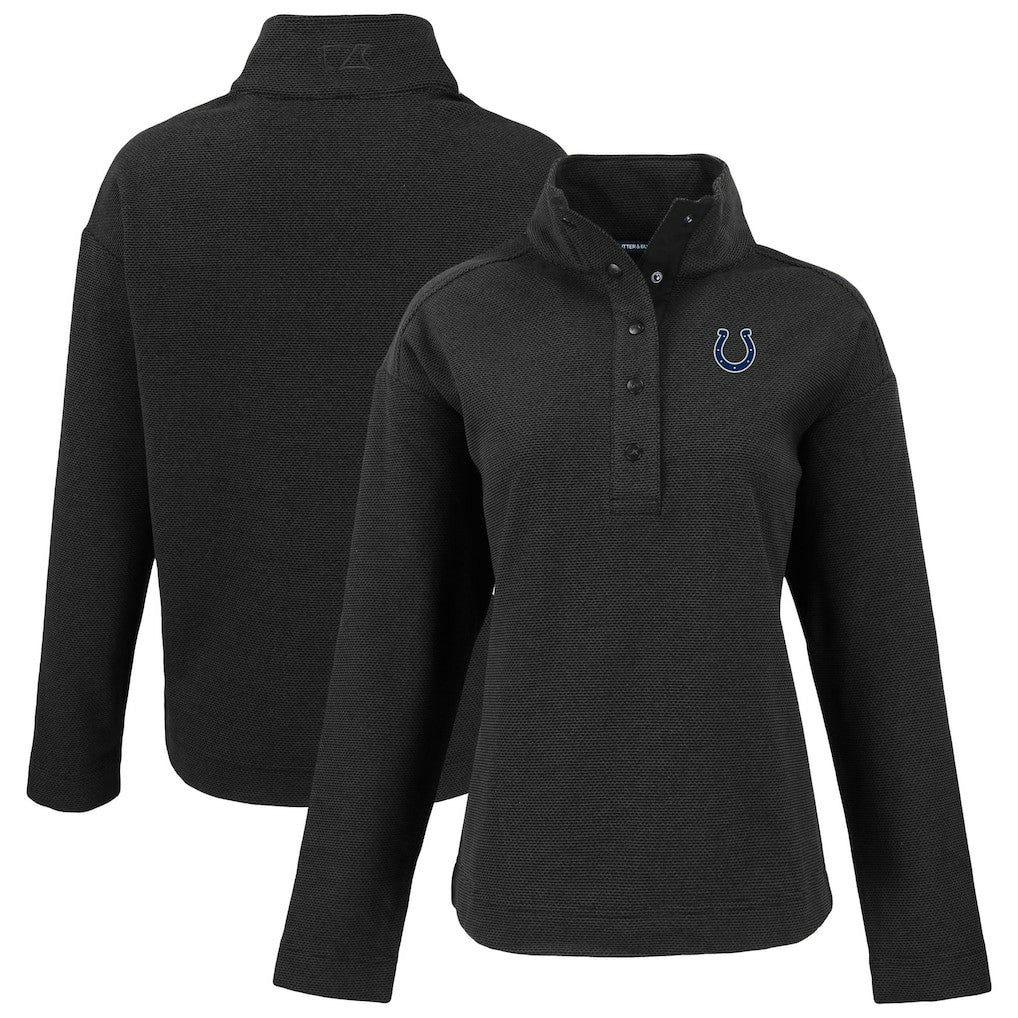 Indianapolis Colts Cutter & Buck Women's Hunts Point Eco Half-Snap Sweatshirt - Black on sale