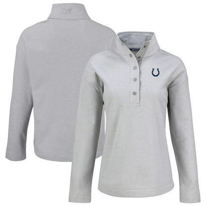 Indianapolis Colts Cutter & Buck Women's Hunts Point Eco Half-Snap Sweatshirt - Gray sale