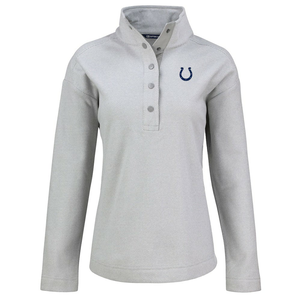 Indianapolis Colts Cutter & Buck Women's Hunts Point Eco Half-Snap Sweatshirt - Gray sale