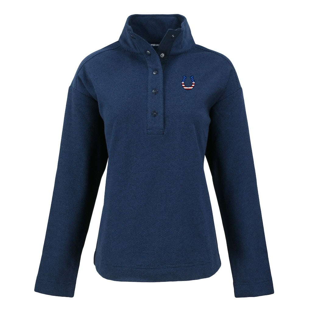 Indianapolis Colts Cutter & Buck Women's Hunts Point Eco Half-Snap Sweatshirt - Navy on sale