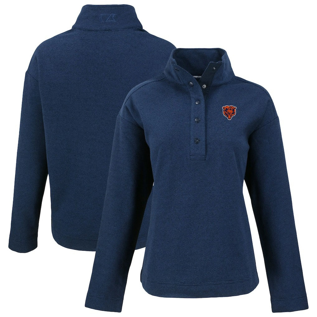 Chicago Bears Cutter & Buck Women's Hunts Point Eco Half-Snap Sweatshirt - Navy outlet