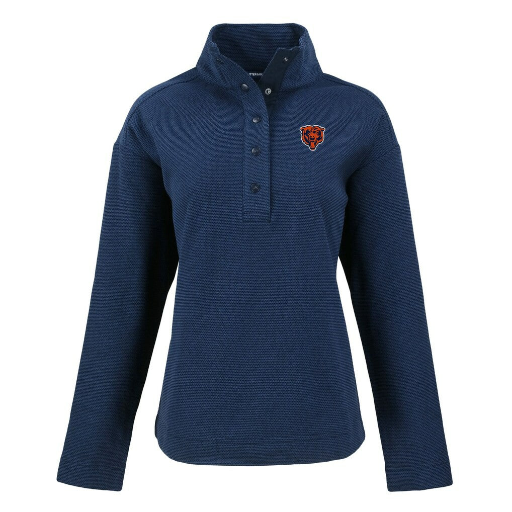 Chicago Bears Cutter & Buck Women's Hunts Point Eco Half-Snap Sweatshirt - Navy outlet