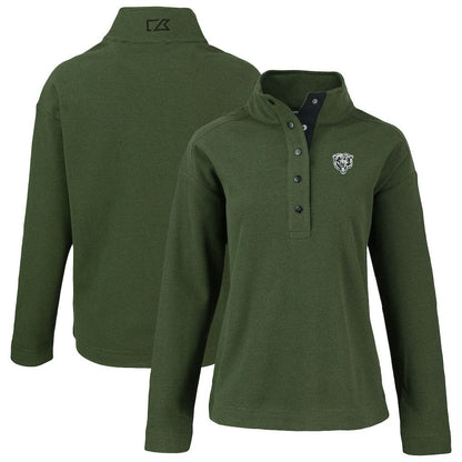 Chicago Bears Cutter & Buck Women's Hunts Point Eco Half-Snap Sweatshirt - Green online